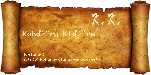 Koháry Klára névjegykártya