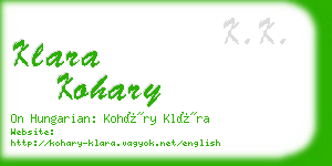 klara kohary business card